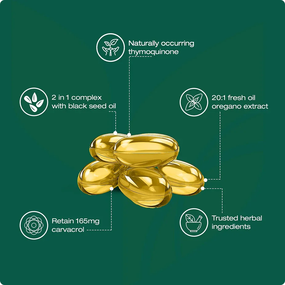 Oil of oregano softgels with ingredient benefits