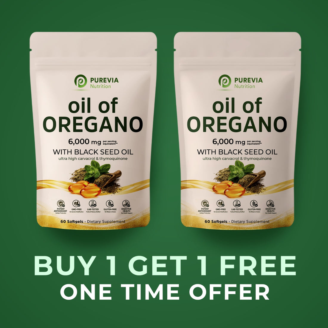 Purevia® Oil Of Oregano Softgels (Buy 1 Get 1 Free)